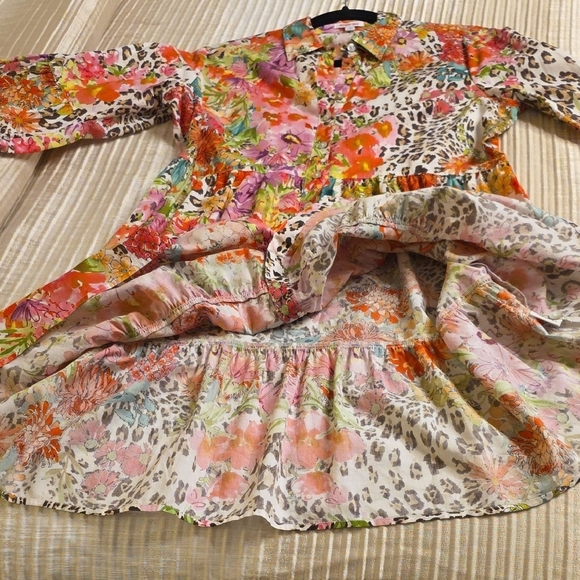 Johnny Was Wild Garden Cotton Floral and Leopard Print Mini Dress - Picture 13 of 16